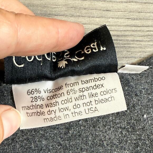 Goddess Gear Tunic Size L Bamboo Blend Stretch Minimalist Lagenlook Velvet Trim - Picture 7 of 11